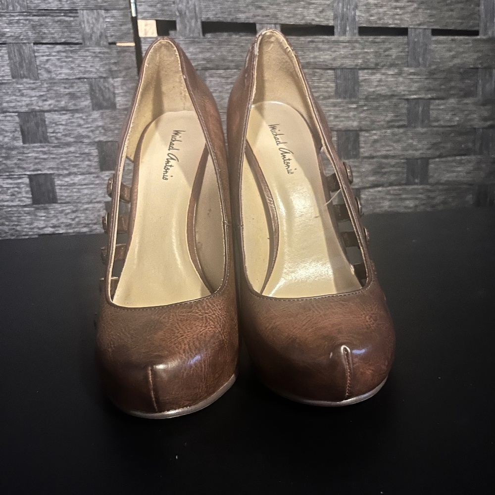 Michael Antonio Brown Buckle Detail Platform Heels